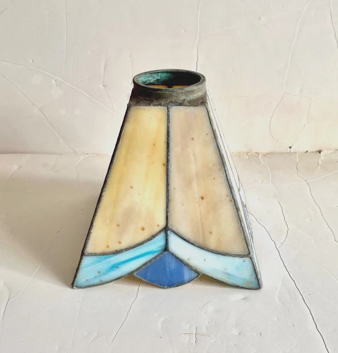 Vintage Stained Glass Table Lamp Base Shade Tiffany Style Mission Craftsman 1
