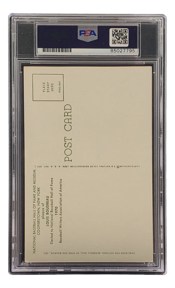 Lou Boudreau Signed 4x6 Cleveland HOF Plaque Card PSA/DNA 85027795 - Image 2 of 4