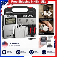 TENS 7000 Rechargeable TENS Unit Muscle Stimulator, Back Pain Relief, 4 Pads