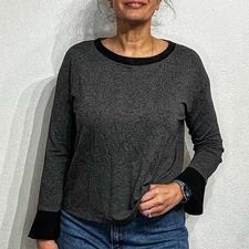 Michael Star Charcoal Flounce Sleeve Pullover Sz M NWT