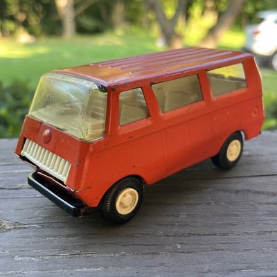 Vintage TONKA 5'' Pressed Steel Orange Van 8 Window - Perfect Example!  