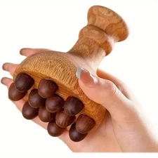 12-Bead Manual Massager - Natural Wood Pressure Point Tool