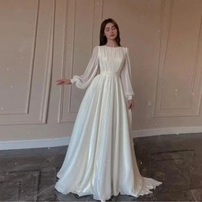 Round Neck Round Sleeve Princess Gown For Women Fashionable French Style Dress