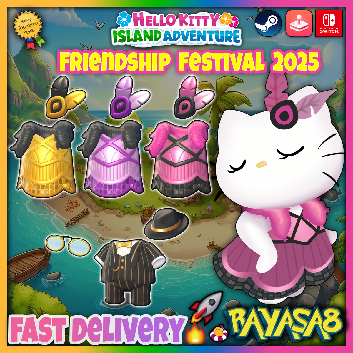🎉 Hello Kitty Island Adventure – Friendship Festival Outfit Set
