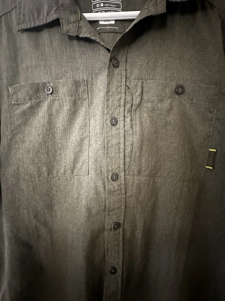 Camisa Merrell Para Hombre Grande Manga Corta Verde Abotonada Opti-wick UPF 30 Sin Etiquetas Foto 3 de 4