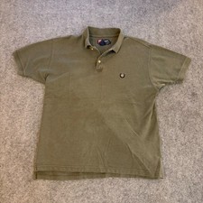 Chaps Ralph Lauren Mens Medium Olive Green Short Sleeve Pique Polo Shirt