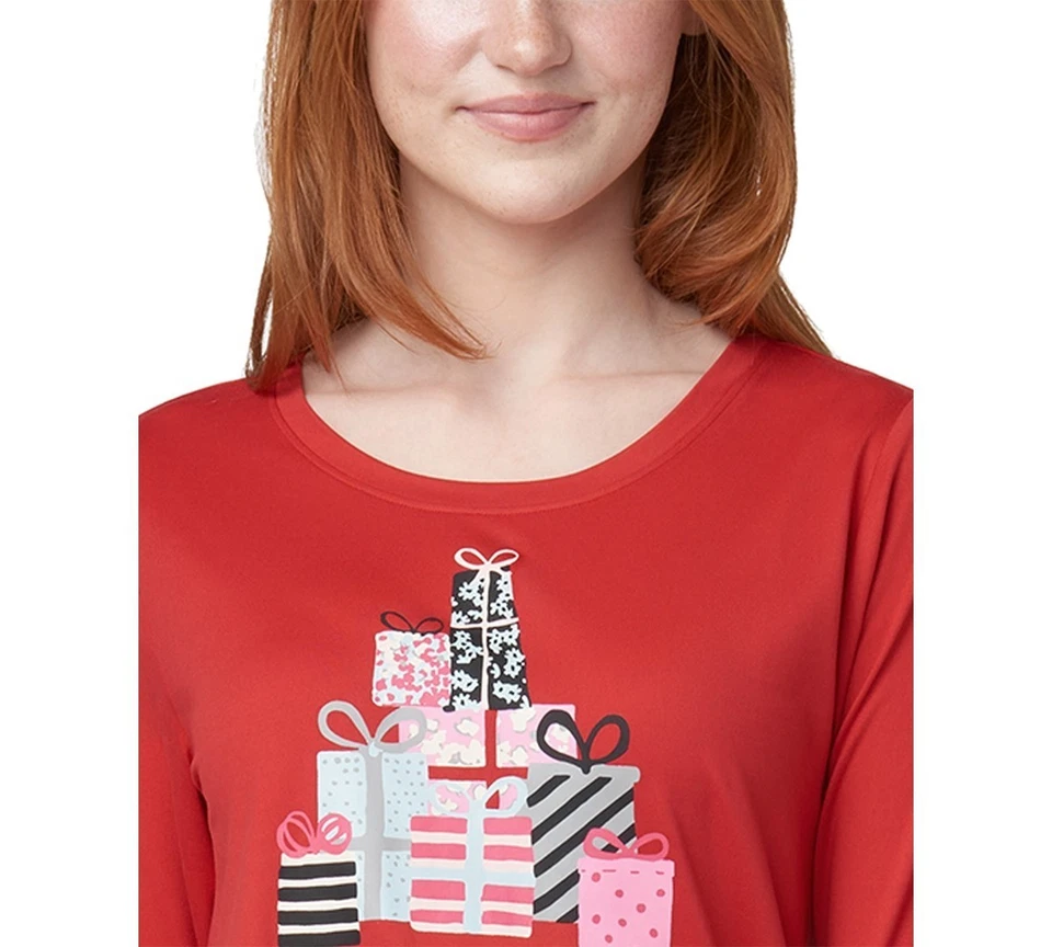 Conjunto de pijama empaquetado jersey suave atemporal Hue para mujer, rojo, talla M 0142 Foto 3 de 4