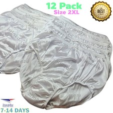 x12 Women's Silky Nylon Underwear Classic White Full Brief Panties Plus Size 2XL