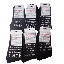 6 Pr Socks Unisex Whatd You Say Sox Funny Black One Size Fits Most Novelty I-3