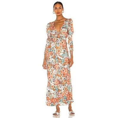 For Love & Lemons Polly Floral Tie Front Cutout Puff Sleeve Maxi Dress Sienna M | eBay For Love & Lemons Polly Floral Tie Front Cutout Puff Sleeve Maxi Dress Sienna M | eBay