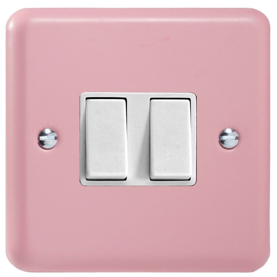 Varilight XY77W.RP Lily Rose Pink 2 Gang 10A Intermediate Rocker Switch