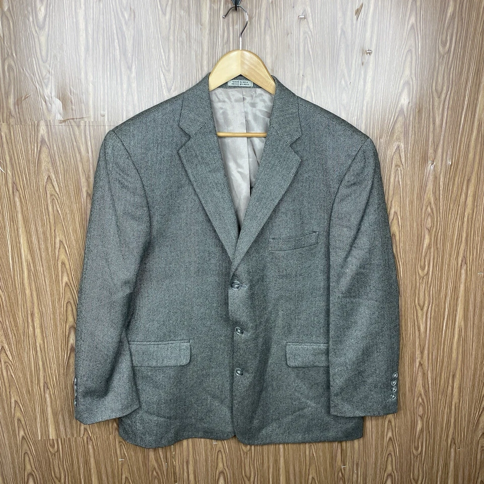 Abrigo deportivo Stafford para hombre 44S gris multicolor espiga 100 % lana tres botones Foto 2 de 4