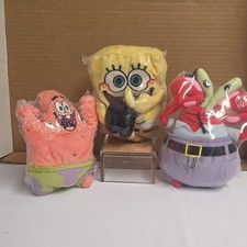 Ty SpongeBob SquarePants Beanbag Plush Lot - SpongeBob, Patrick, Mr. Krabs