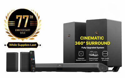 Nakamichi Shockwafe Elite7.2.4 Atmos Soundbar w 2 Wireless 8''Subs+eARC+SSEMax A-