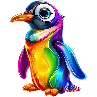Rainbow Penguin Sticker 4'' Beautiful Colorful Vivid Bright Summer Vibrant