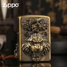 New Zippo oil Lighter lion goldfish with box