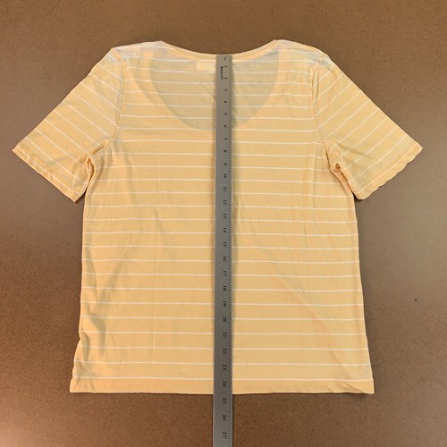 Double Zero Women's Lovely Large Peach Striped Basic Relax Fit Short Sleeve Tee - Picture 6 of 7