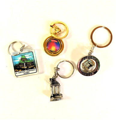 Key Chain, Lot of 4 from Greece, Italy, Sicilia, and Québec, Canada