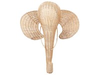 Wanddekoration Rattan NatüRlich Tierkopf Elefant 83 Cm Handgefertigt Gruney
