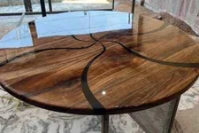 Black Epoxy Coffee Table Top, Resin Center Epoxy Luxury Furniture For Patio Deco