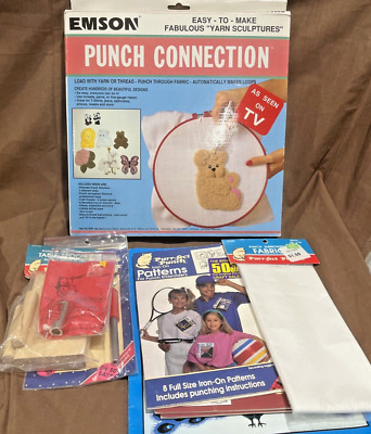 Emson Punch Needle Connection Kit Easy to Make Yarn Sculptures  NIB VTG +extras