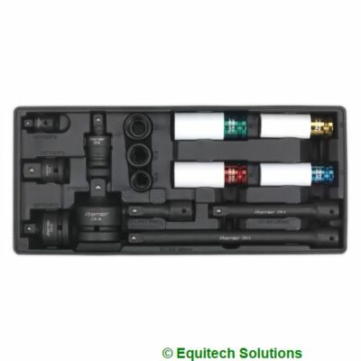 Sealey TBT25 Schlagschrauberbuchse & Adapter Set Werkzeugkiste Tablett 1/2'' Antrieb Alufelge