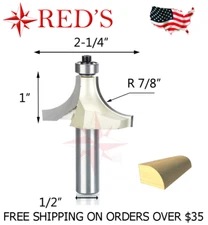 Tideway Carbide PRO LC06022808 7/8" Radius Round Over 1/2" shank router bit