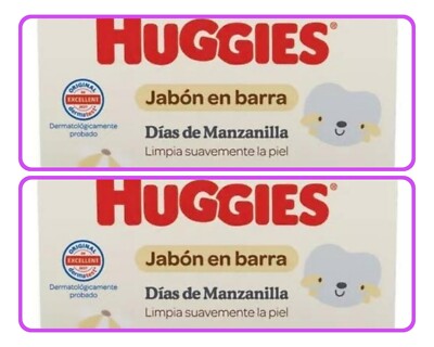 HUGGIES BABY JABON EN BARRA DIAS DE MANZANILLA 80 GR CADA UNO 2 PIEZAS