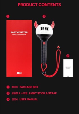BABYMONSTER OFFICIAL LIGHT STICK with Strap, Manual, Tracking