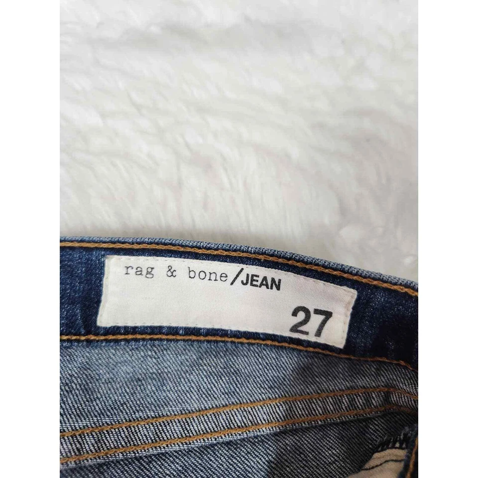 Rag & Bone Women's Blue Cotton Stretch Denim Mid Rise Ankle Skinny Jeans Size 27 - Image 3 of 4