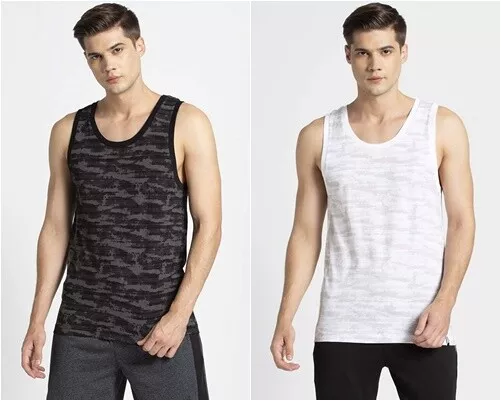 Jockey Men's Combed Cotton Vest Sportswear, Graphic Print Innerwear Modern  fit