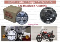 "Royal Enfield \"Super Meteor 650 Schwarz & Silber Led-Scheinwerfer-Baugruppe. ..."