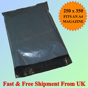 50 Strong cheapest UK Mailing Bags 10/" X 14/" Large Grey Plastic Postal Bags
