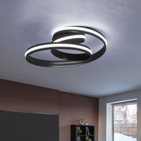 Deckenlampe Dimmbar Deckenleuchte Led Wohnzimmerlampe Ring Designlampe Schwarz