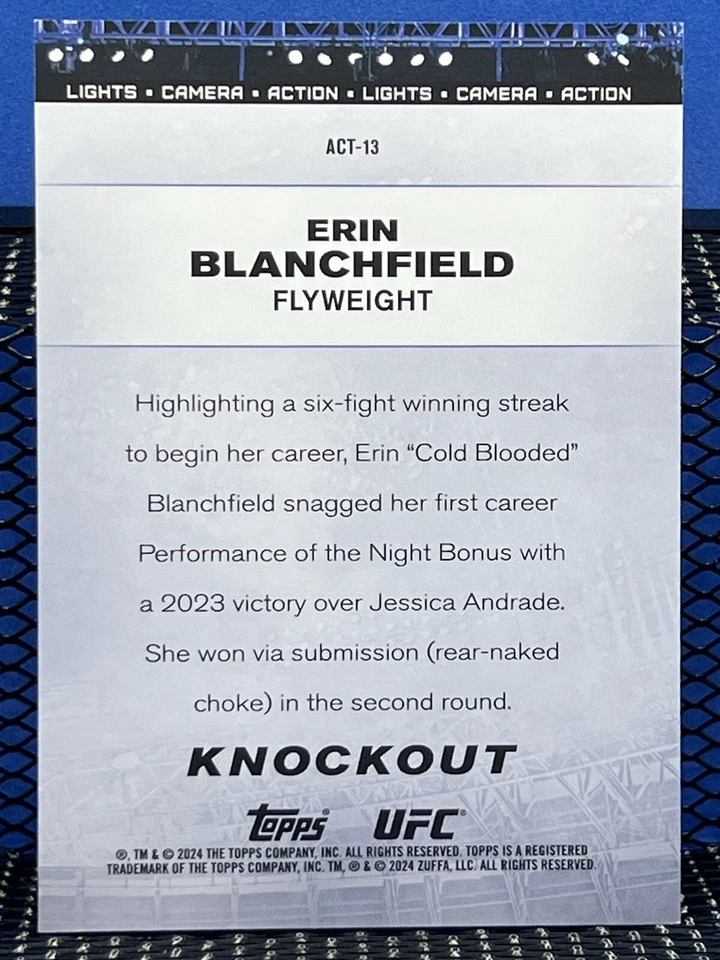 2024 Topps Knockout UFC ERIN BLANCHFIELD Lights Camera Action ACT-13 - Image 2 of 2