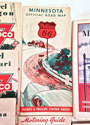 Vintage 1930s 40's Major Oil Companies Advertising Road Maps Lot Of 12 LOOK READ - Picture 11 of 23