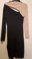 ALMOST FAMOUS Black Colorblock Keyhole Asymmetrical Pullover Sweater Dress sz 1X
