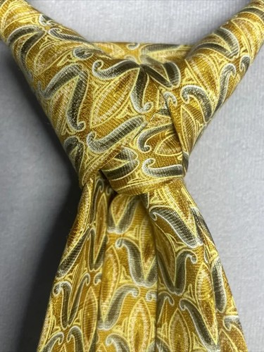 Ermenegildo Zegna Mens Silk Necktie Yellow Paisley Italy - Picture 7 of 7