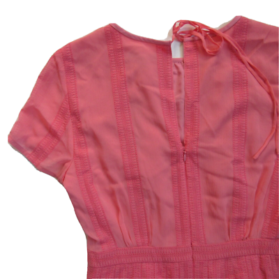 NWT J.Crew Midi in Bright Pink Embroidered Chiffon Short Sleeve Dress 6 $198