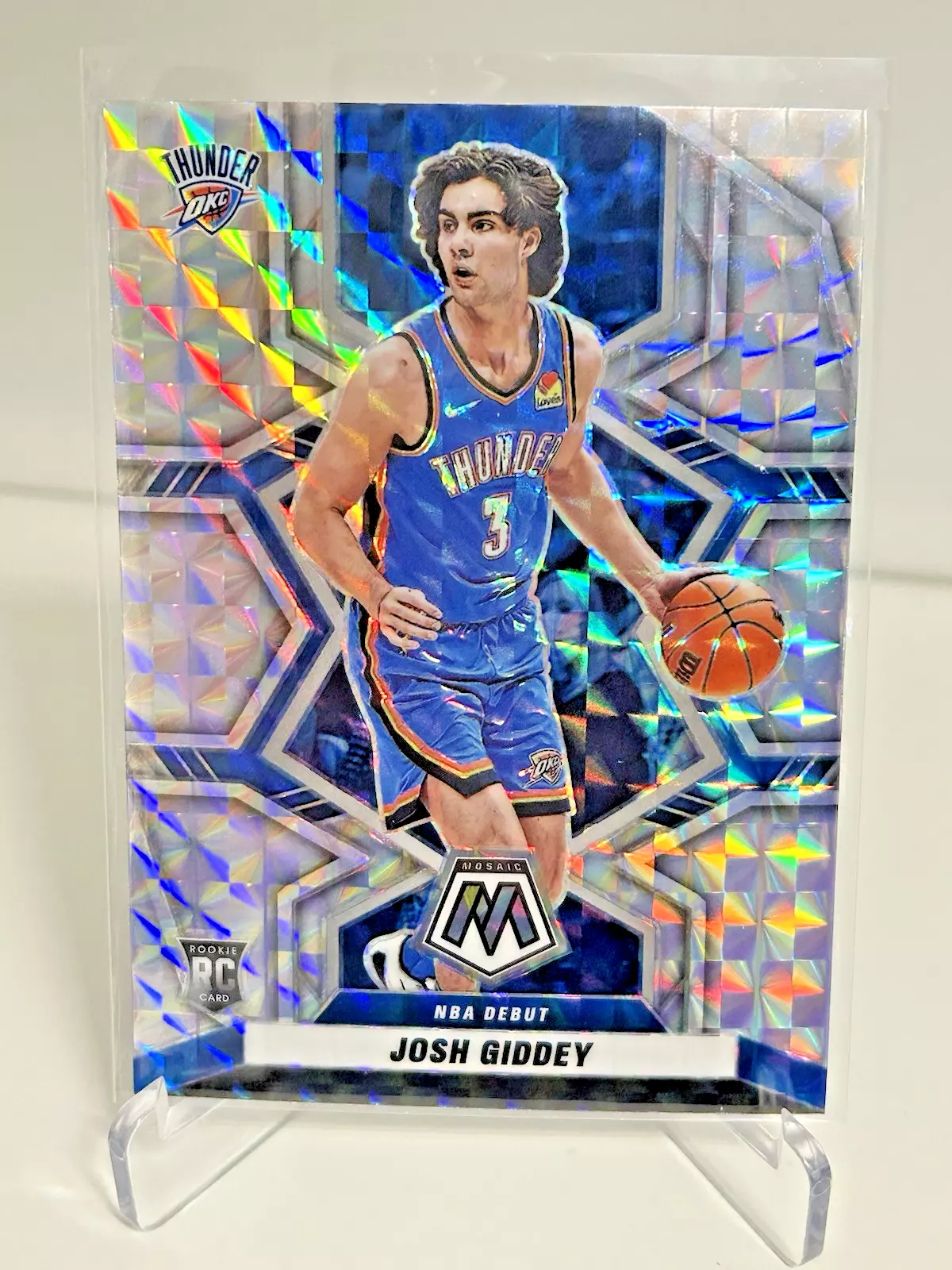 Josh Giddey RC 2021 Panini Mosaic - Silver Mosaic Prizm #265 OKC Thunder