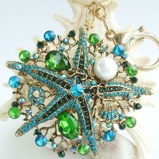 Charming Starfish Keychain Pendant Rhinestone Crystal KP06412