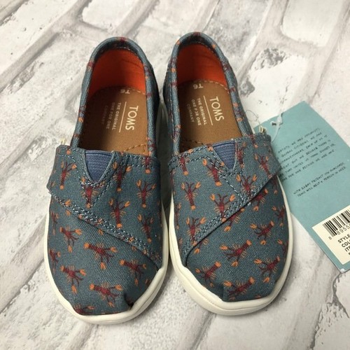NWT! Toms Tiny Classic Alpargata Blue Lobsters Slip Ons - T6 (Toddler) Size - Picture 5 of 9