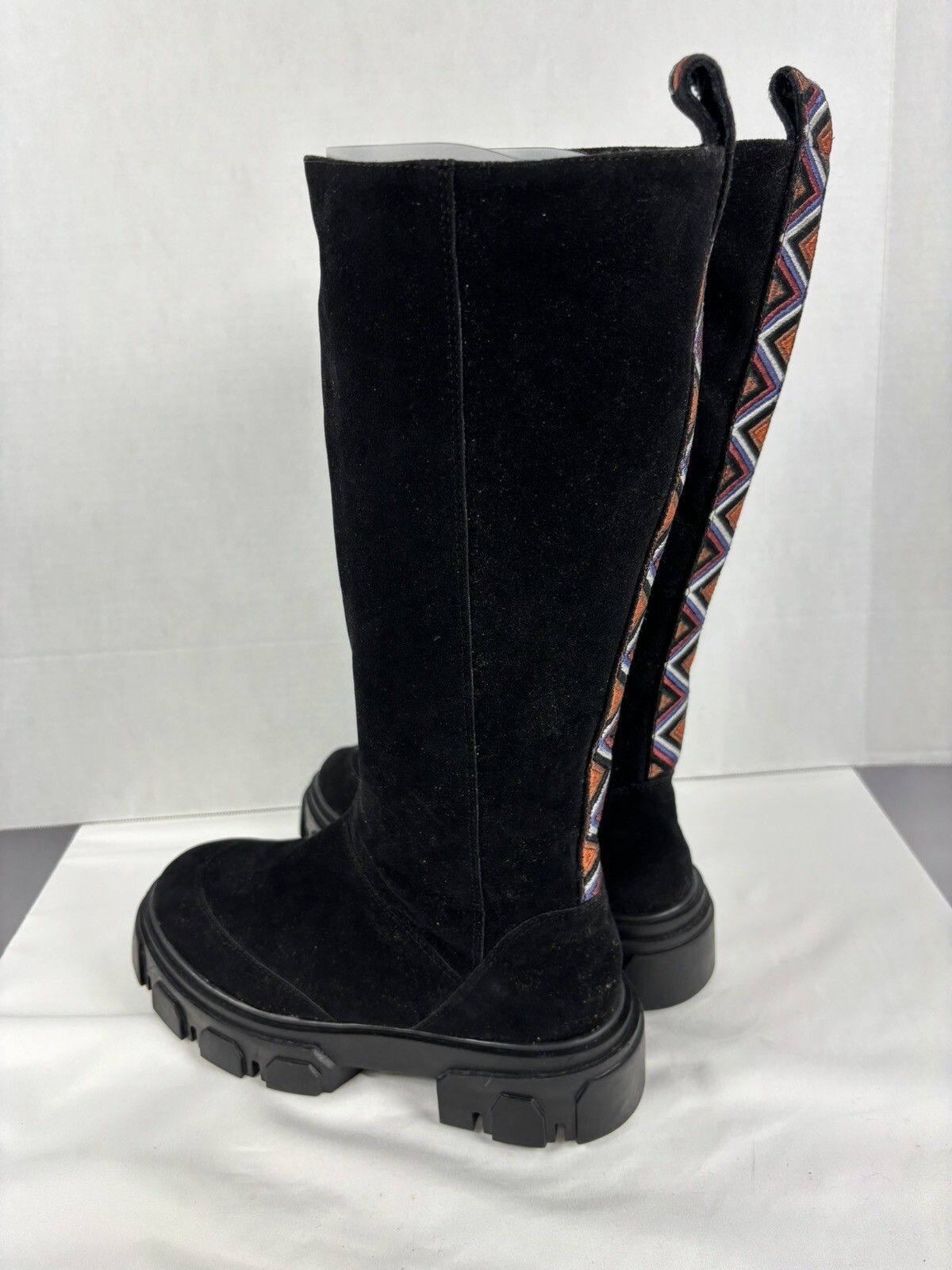 SAOLA Stivali nuovi Farm Rio suola Lug neri vegan pelle nastro 8 platform festival