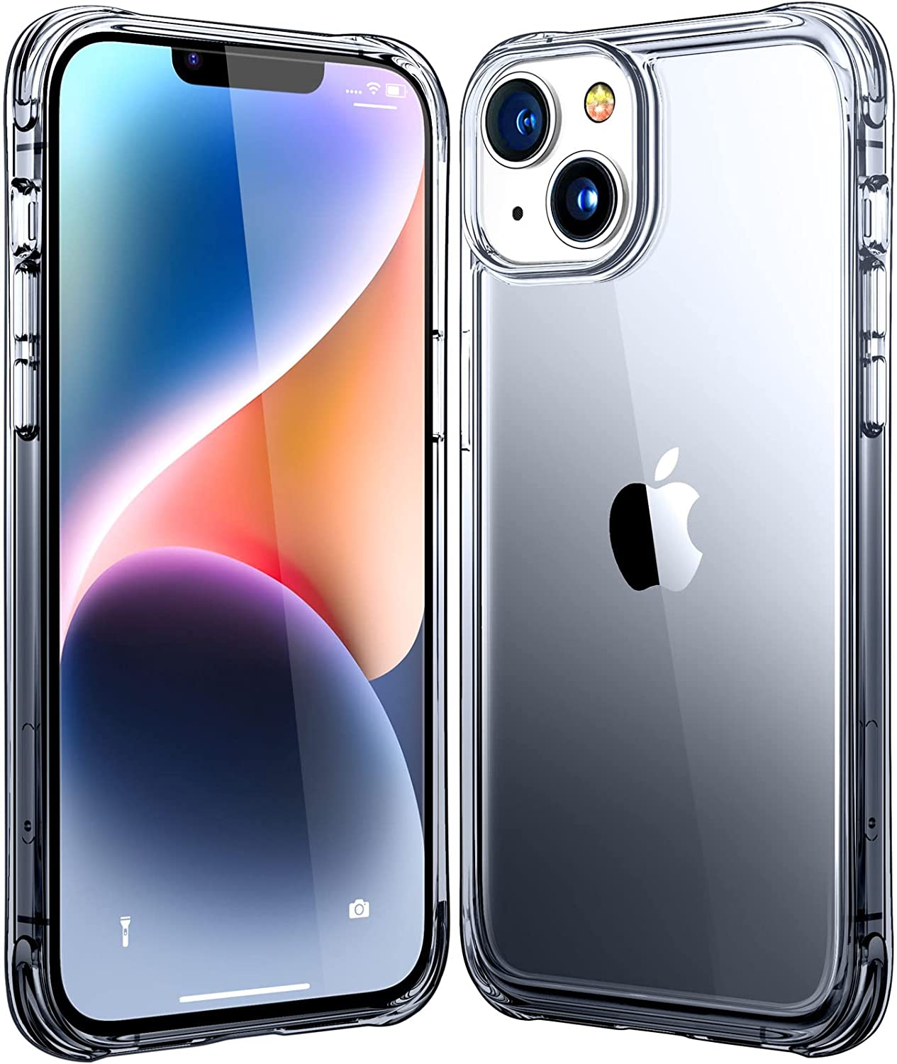 iPhone 14 Plus Clear Case: Military Grade, Shockproof - Gradient Black