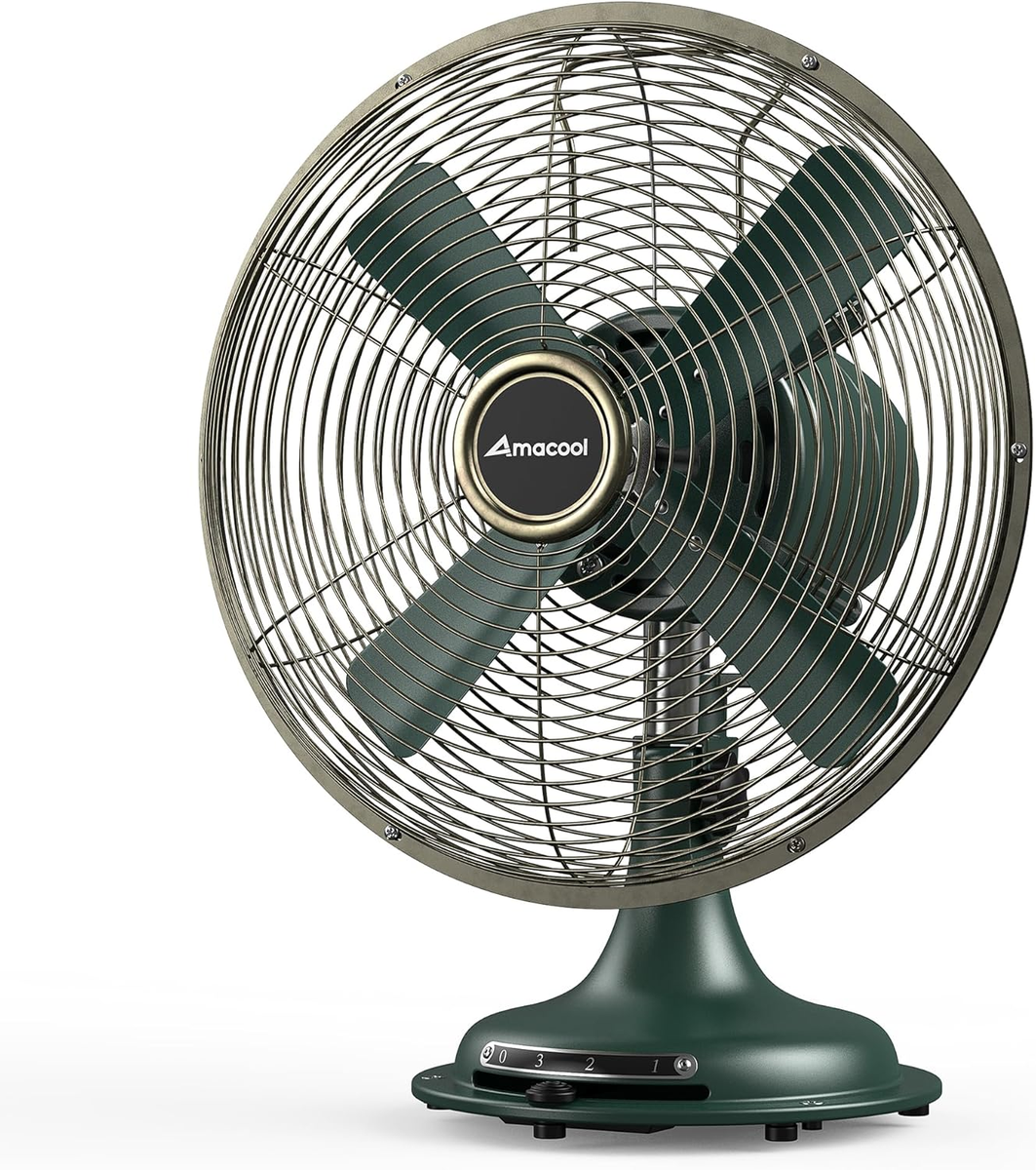 Oscillating Vintage Fan, All Metal Retro Table Top Fan, Adjustable