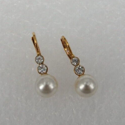 Neugablonz Pedroni: Paar Design Ohrringe Perle Swarovski Elements (116064)