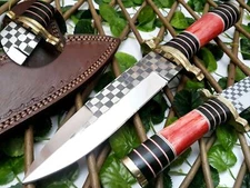 D2 STEEL CUSTOM HANDMADE ETCHED HUNTING DAGGER TACTICAL KNIFE CAMEL BONE  