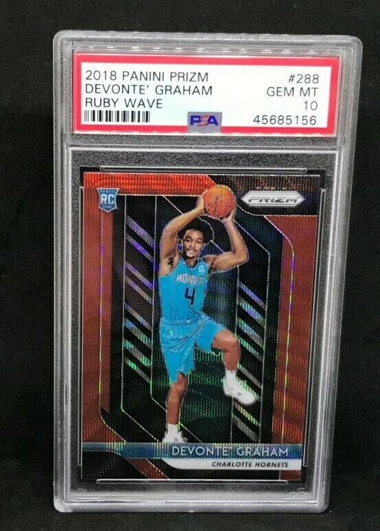 2018-19 Panini Prizm Devonte Graham Ruby Wave Silver Refractor Rookie RC PSA 10