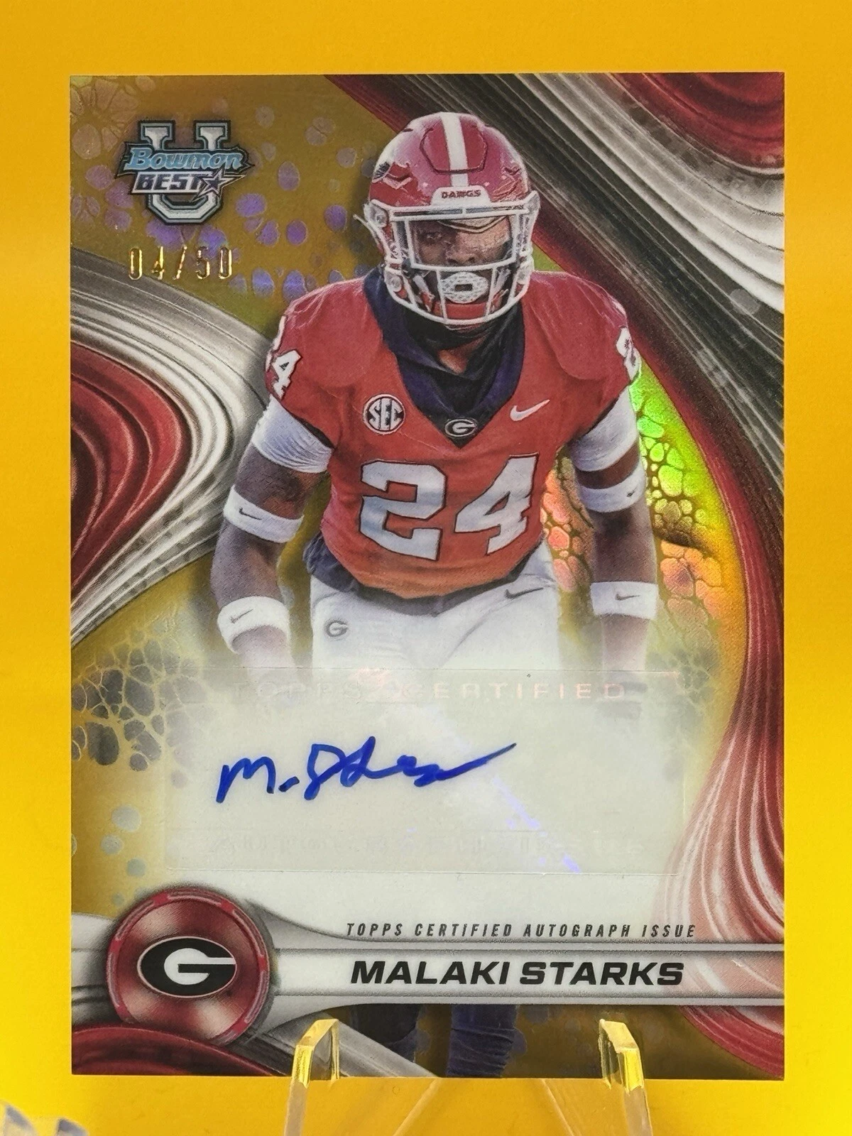 2024 Bowman Best University - Auto Gold Refractor Malaki Starks /50