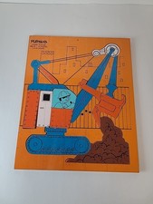 Vintage Playskool Steam Shovel 18 Piece Wood Puzzle Construction 360-29